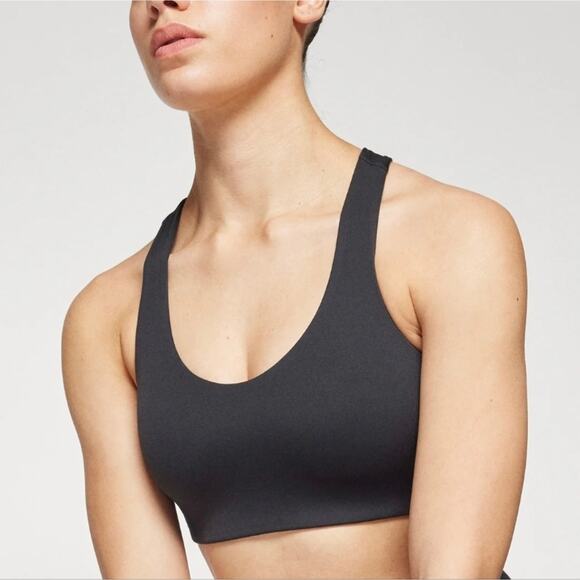 Girlfriend Collective FLOAT V-Neck Racerback Sports Bra Midnight Black Large NWT - Picture 4 of 12